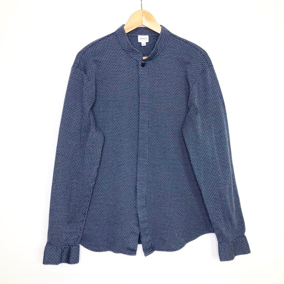 Armani, Collezioni Navy blue diamond print button down shirt - Picture 1 of 9